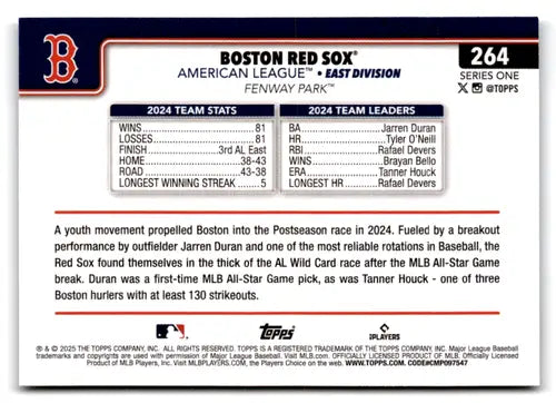2025 Topps Sandglitter #264 Boston Red Sox NM-MT Red Sox ID:76895 - Baseball Card Single