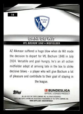 2025 Topps Sapphire Edition Bundesliga #14 Dani De Wit - Soccer Card Single
