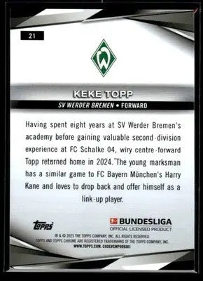 2025 Topps Sapphire Edition Bundesliga #21 Keke Topps Green Sapphire #/99 - Soccer Card Single