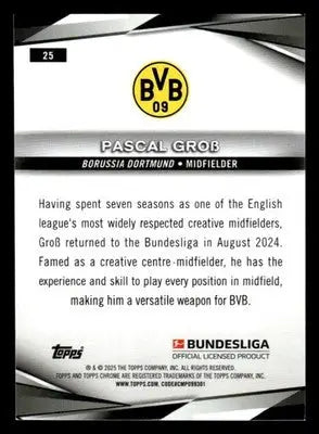 2025 Topps Sapphire Edition Bundesliga #25 Pascal Grob - Soccer Card Single