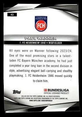 2025 Topps Sapphire Edition Bundesliga #43 Paul Wanner
