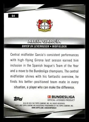 2025 Topps Sapphire Edition Bundesliga #64 Aleix Garcia - Soccer Card Single