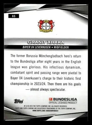 2025 Topps Sapphire Edition Bundesliga #65 Granit Xhaka - Soccer Card Single