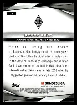2025 Topps Sapphire Edition Bundesliga #75 Rocco Reitz - Soccer Card Single