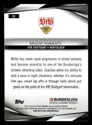 2025 Topps Sapphire Edition Bundesliga #92 Enzo Millot - Soccer Card Single
