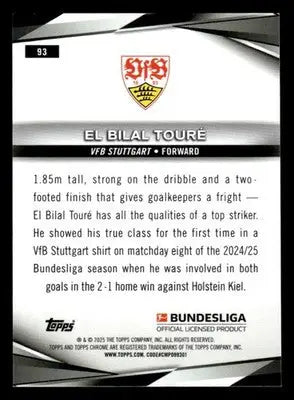 2025 Topps Sapphire Edition Bundesliga #93 El Bilal Toure - Soccer Card Single