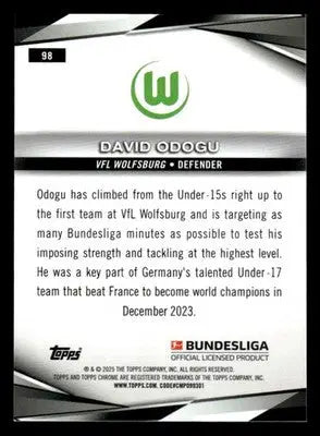 2025 Topps Sapphire Edition Bundesliga #98 David Odogu - Soccer Card Single