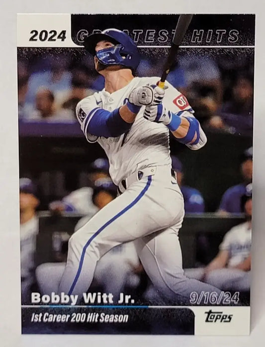 Baseball trading card from Topps Series 1 featuring Bobby Witt Jr. Greatest Hits insert