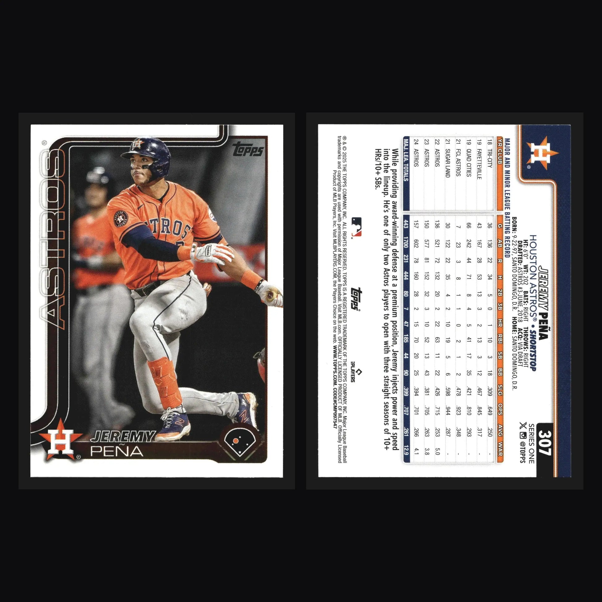 2025 Topps Series 1 #307 Jeremy Pena Houston Astros