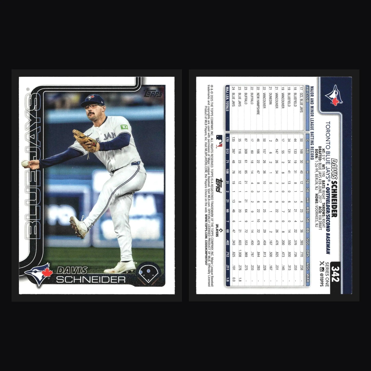 2025 Topps Series 1 #342 Davis Schneider Toronto Blue Jays