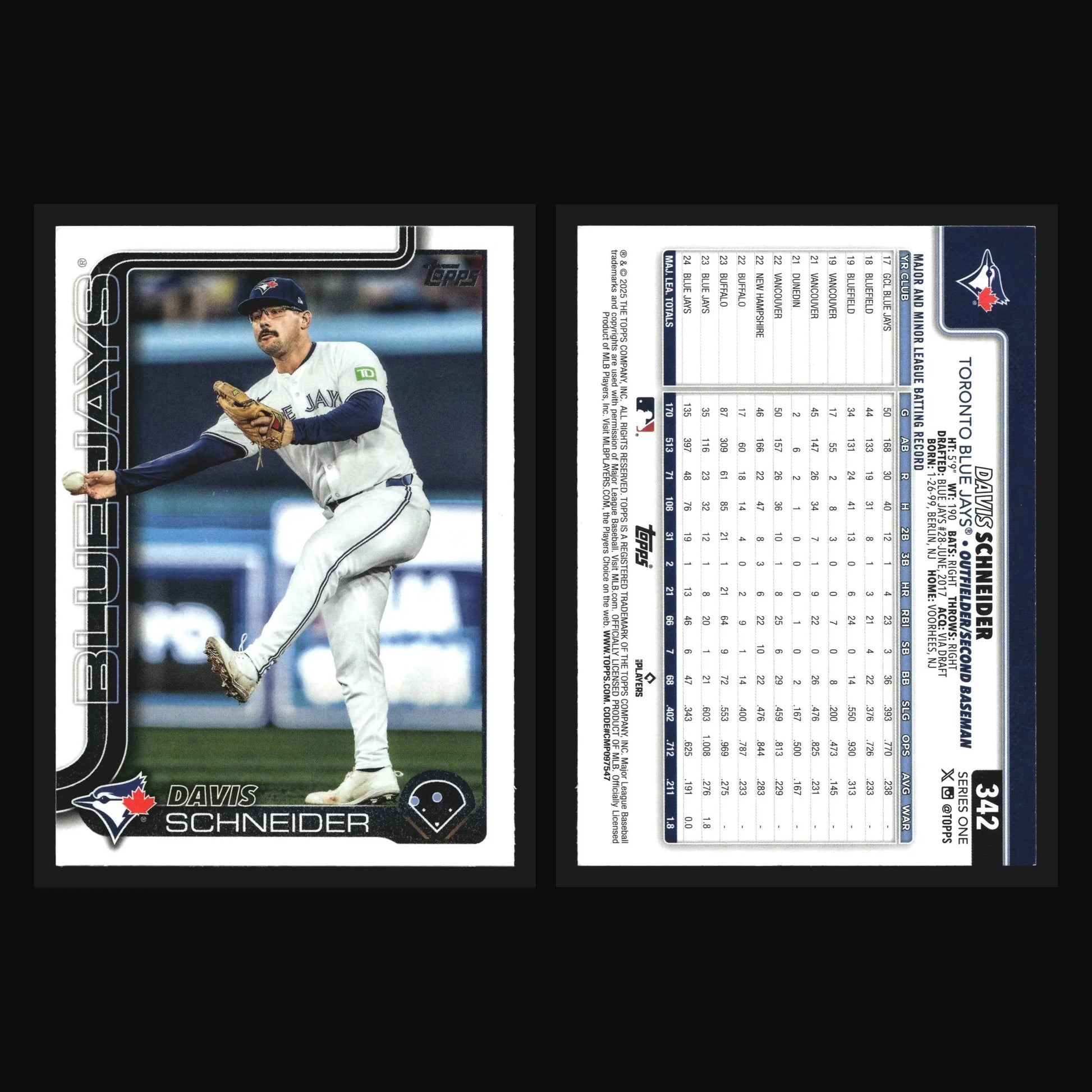 2025 Topps Series 1 #342 Davis Schneider Toronto Blue Jays