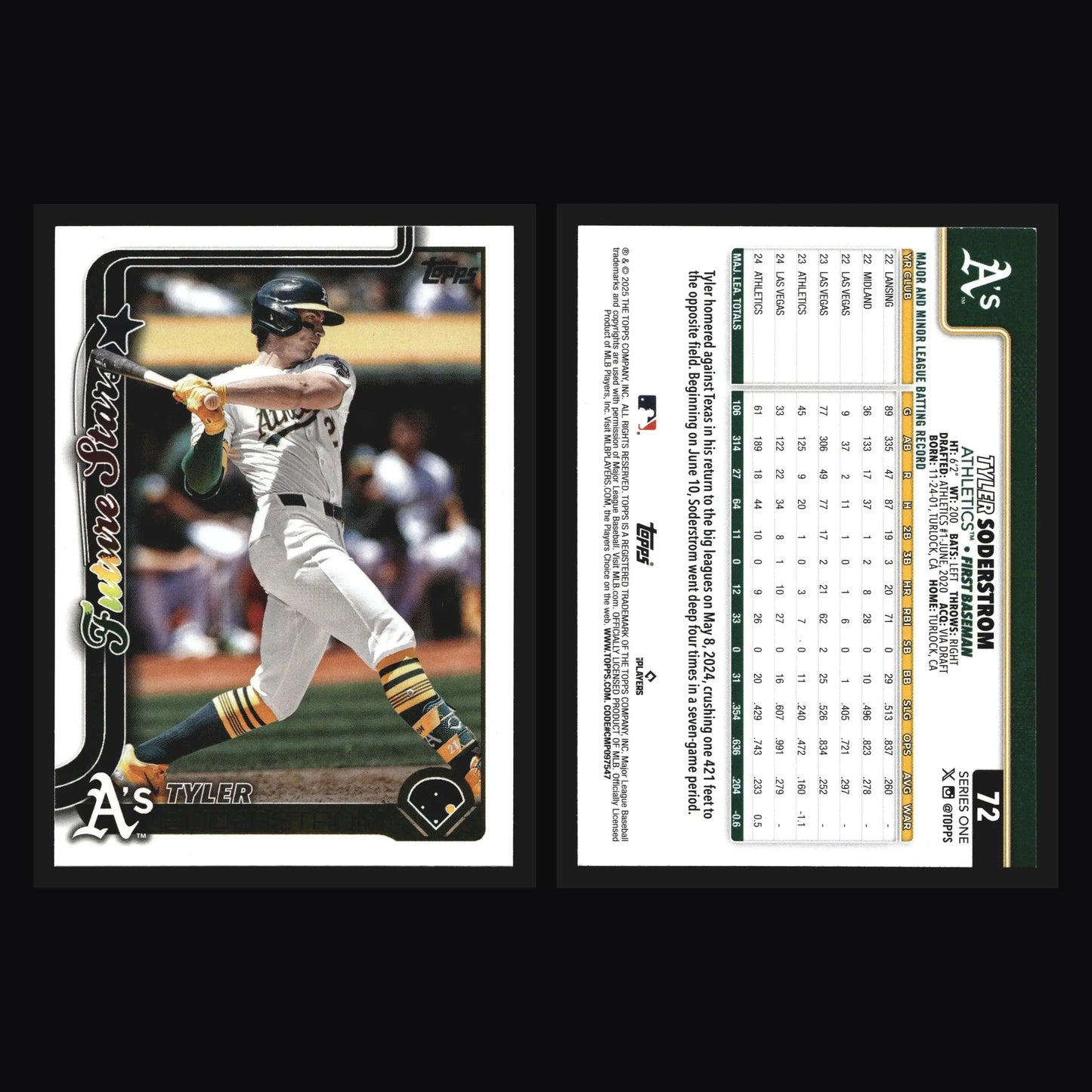 2025 Topps Series 1 #72 Tyler Soderstrom Athletics Future Stars