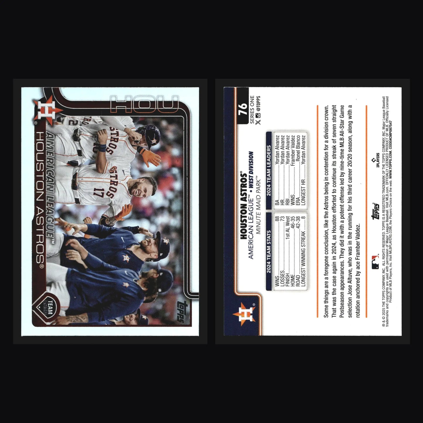 2025 Topps Series 1 #76 Houston Astros Team Card Rainbow Foil - Baseball Card Single