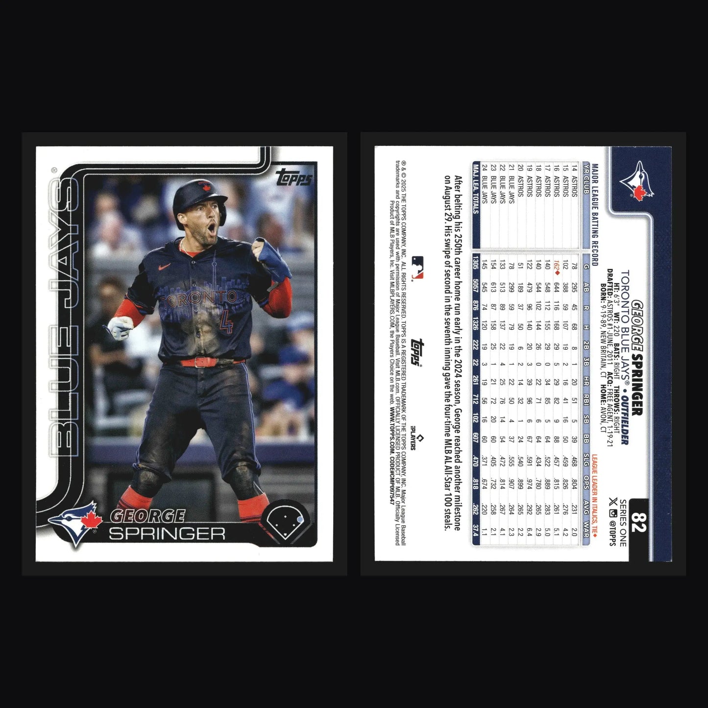 2025 Topps Series 1 #82 George Springer Toronto Blue Jays