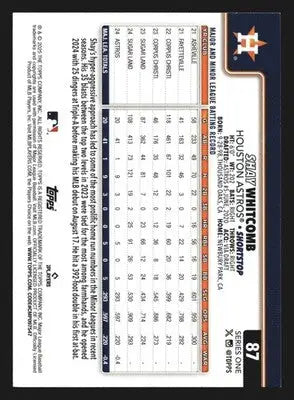 2025 Topps Series 1 #87 Shay Whitcomb Houston Astros RC - Baseball Card Single