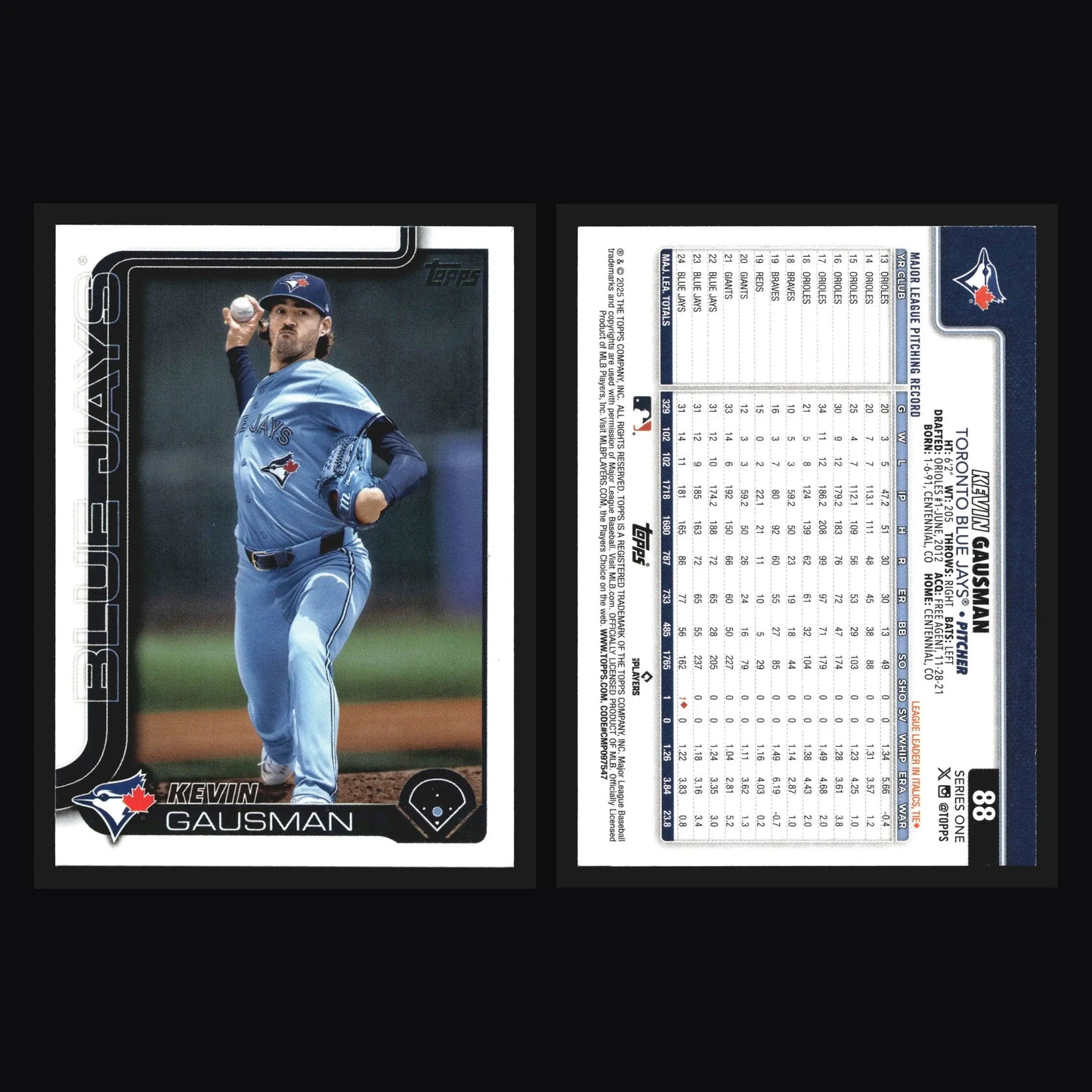 2025 Topps Series 1 #88 Kevin Gausman Toronto Blue Jays