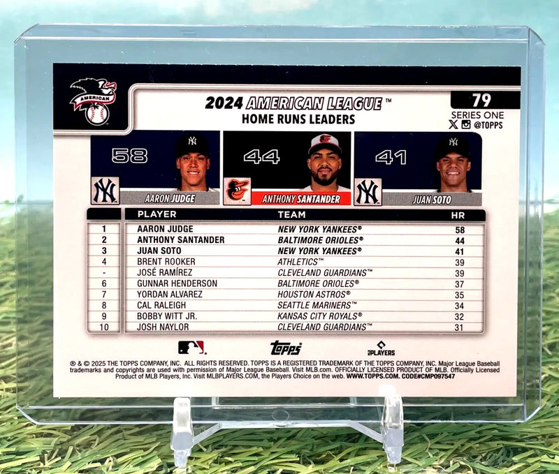2025 Topps Series 1 American League HR Leaders Holo Foil 79 Judge Soto Santander - Baseball Card Single