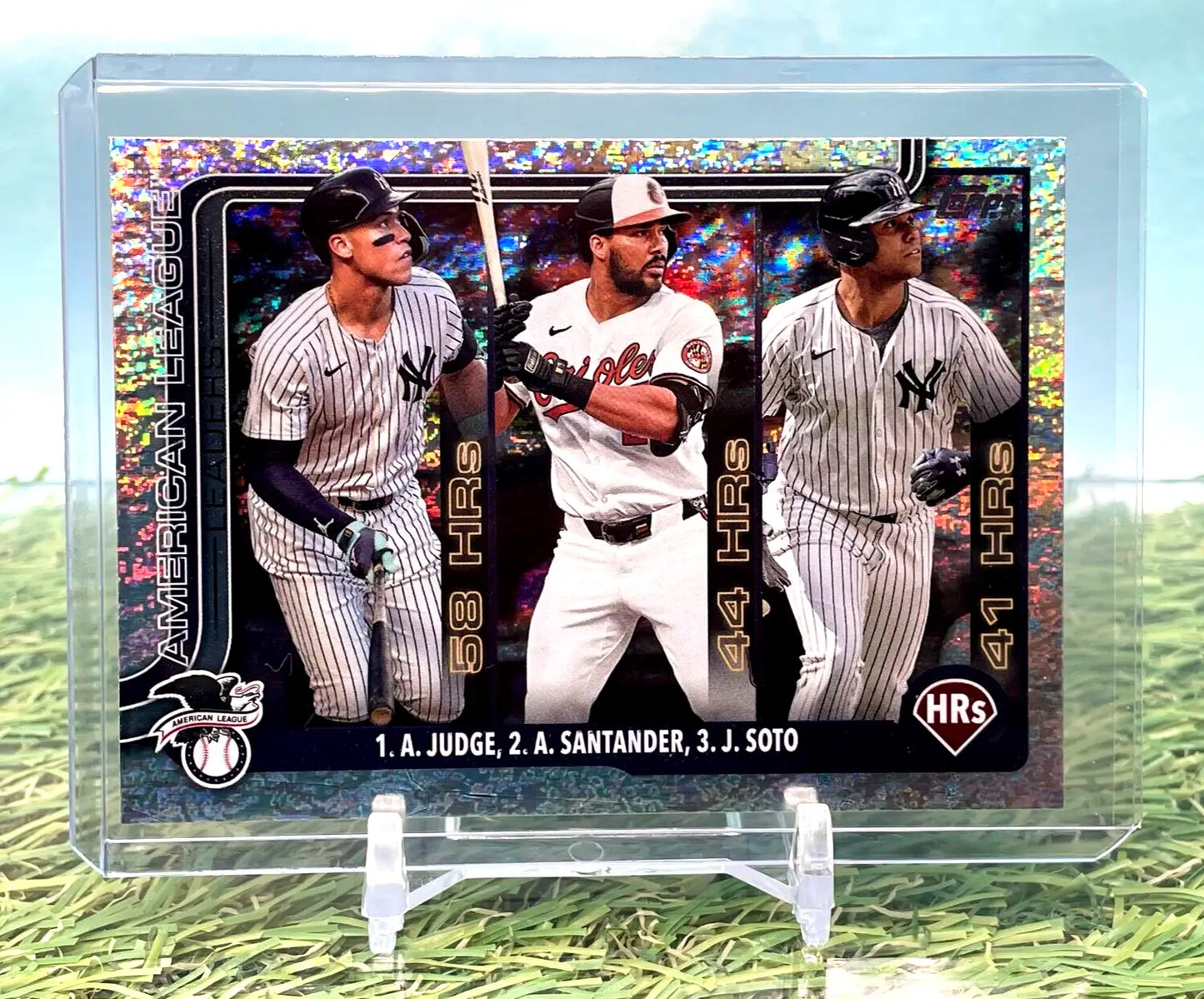 2025 Topps Series 1 American League HR Leaders Holo Foil 79 Judge Soto Santander - Baseball Card Single