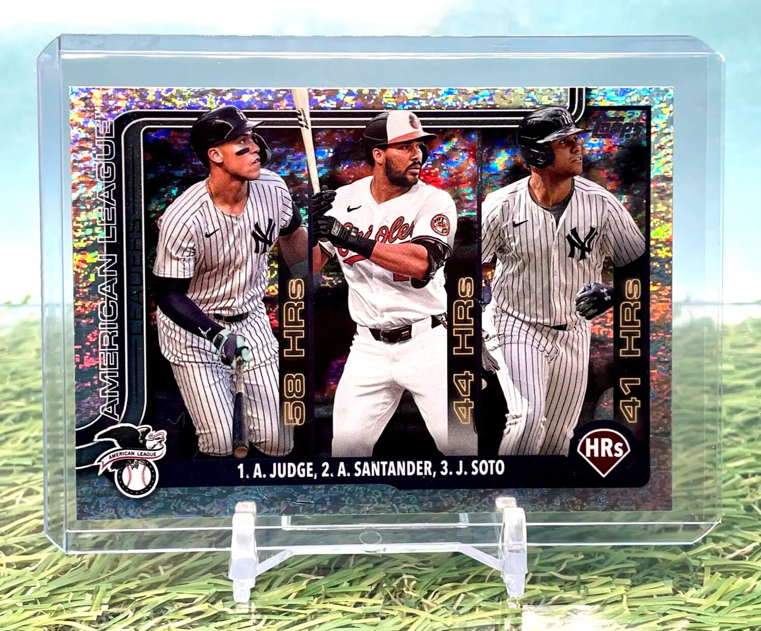2025 Topps Series 1 American League HR Leaders Holo Foil 79 Judge Soto Santander - Baseball Card Single