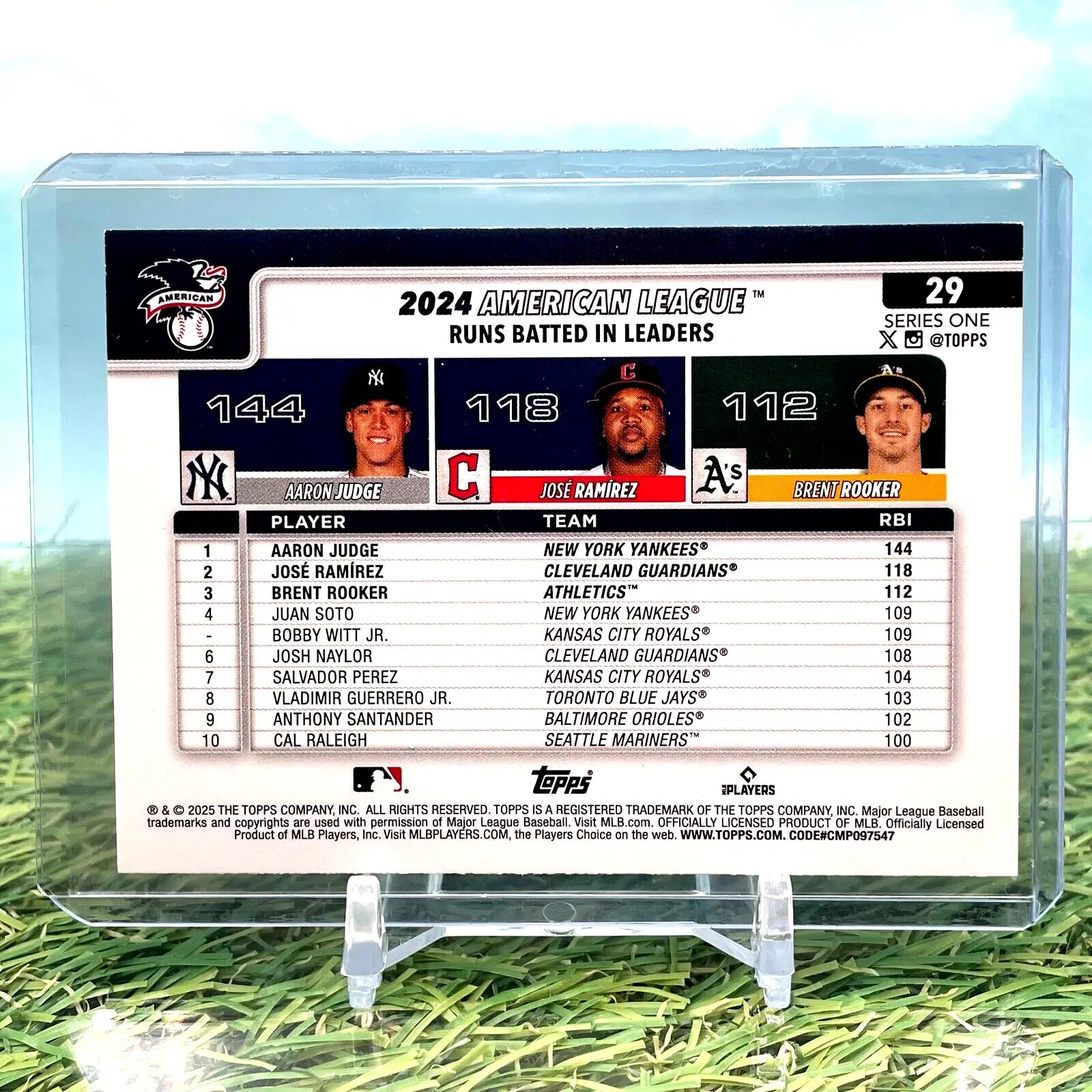 2025 Topps Series 1 American League RBI Leaders Sand Glitter #29 - Baseball Card Single