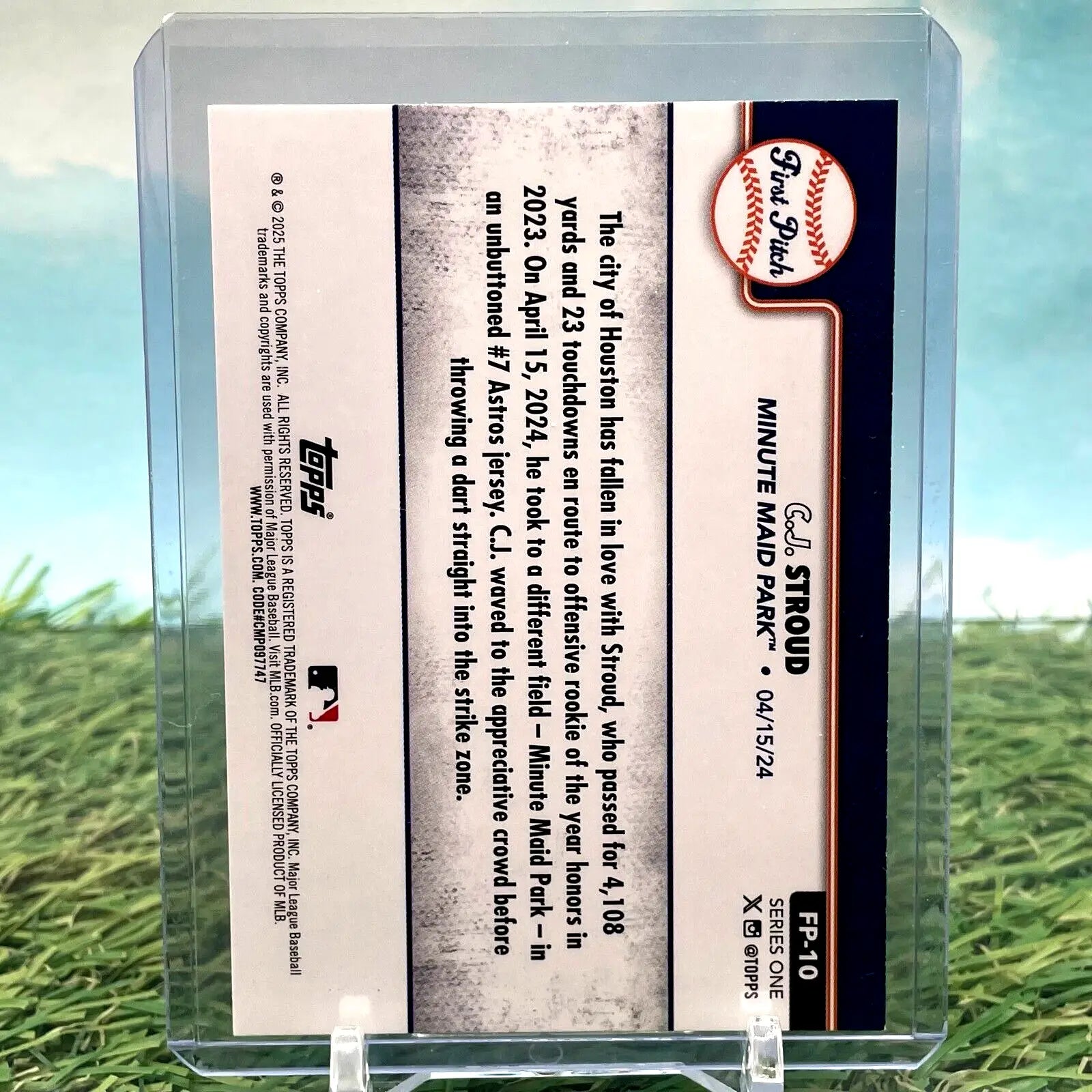 C.J. Stroud baseball card from 2025 Topps Series 1 Houston Astros First Pitch #FP-10