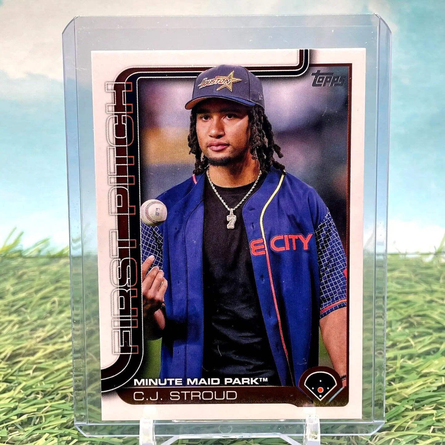 C.J. Stroud trading card from 2025 Topps Series 1 Houston Astros First Pitch #FP-10