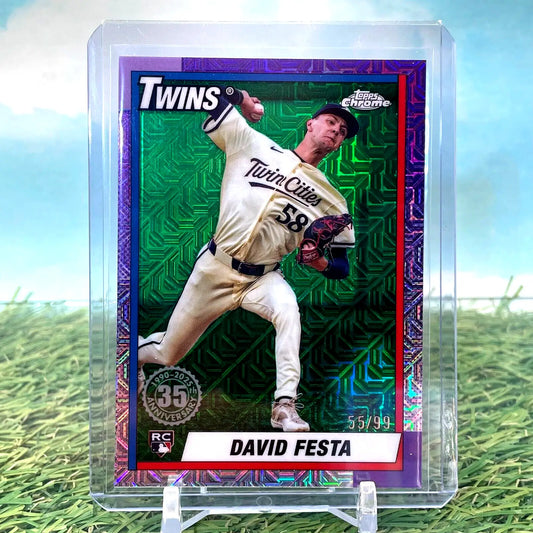 2025 Topps Series 1 David Festa RC 1990 Silver Pack Chrome Mojo Refractor Twins - Baseball Card Single