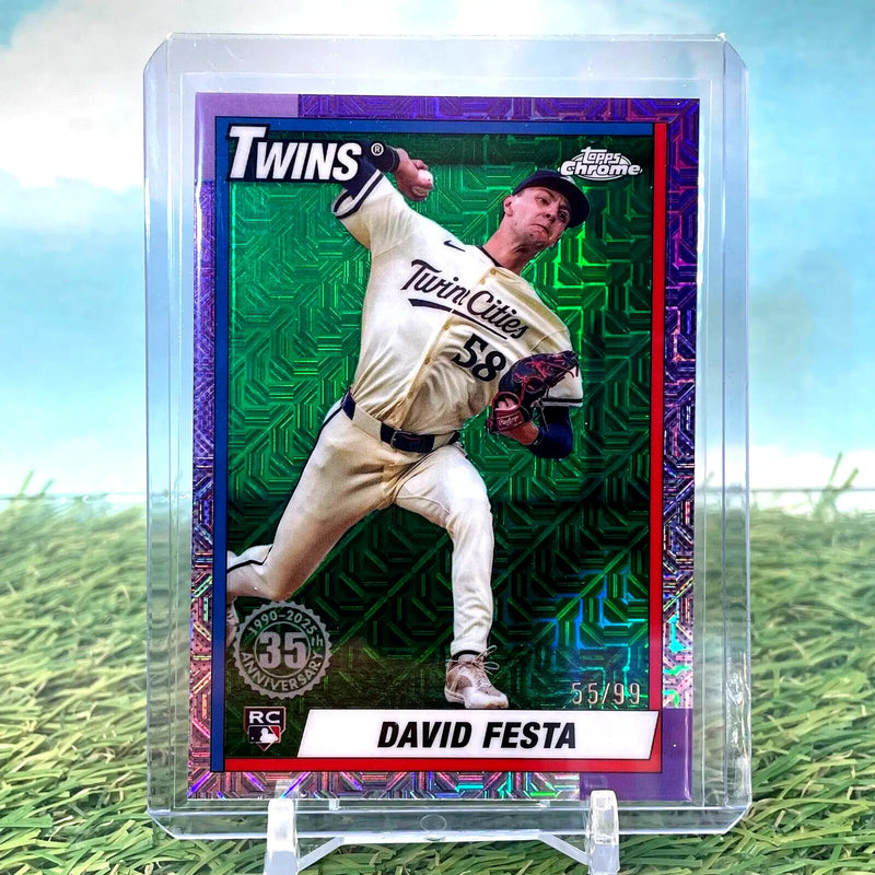 2025 Topps Series 1 David Festa RC 1990 Silver Pack Chrome Mojo Refractor Twins - Baseball Card Single
