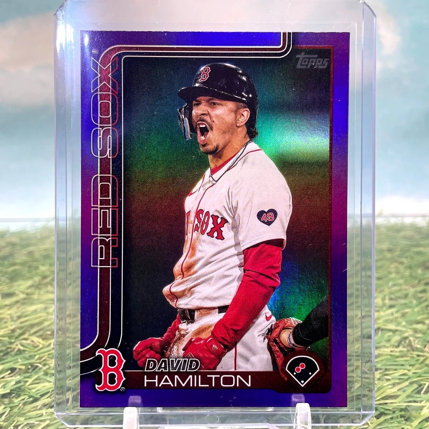 2025 Topps Series 1 David Hamilton #199 Purple Foil baseball card for Red Sox fans