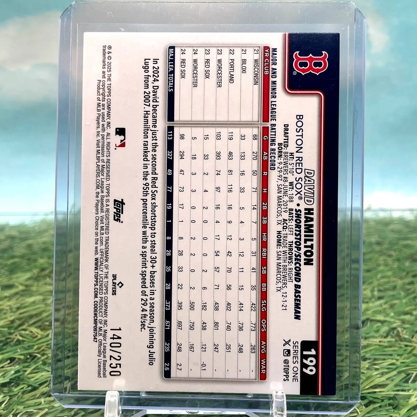 2025 Topps Series 1 David Hamilton #199 Purple Foil card for Red Sox collectors