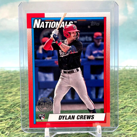 Dylan Crews 1990 Topps Rookie baseball card from 2025 Topps Series for Washington Nationals