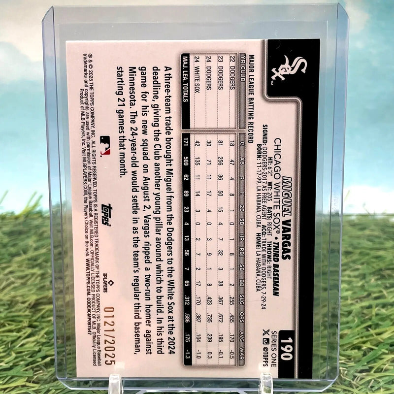 Miguel Vargas baseball card from 2025 Topps Series featuring Chicago White Sox #190