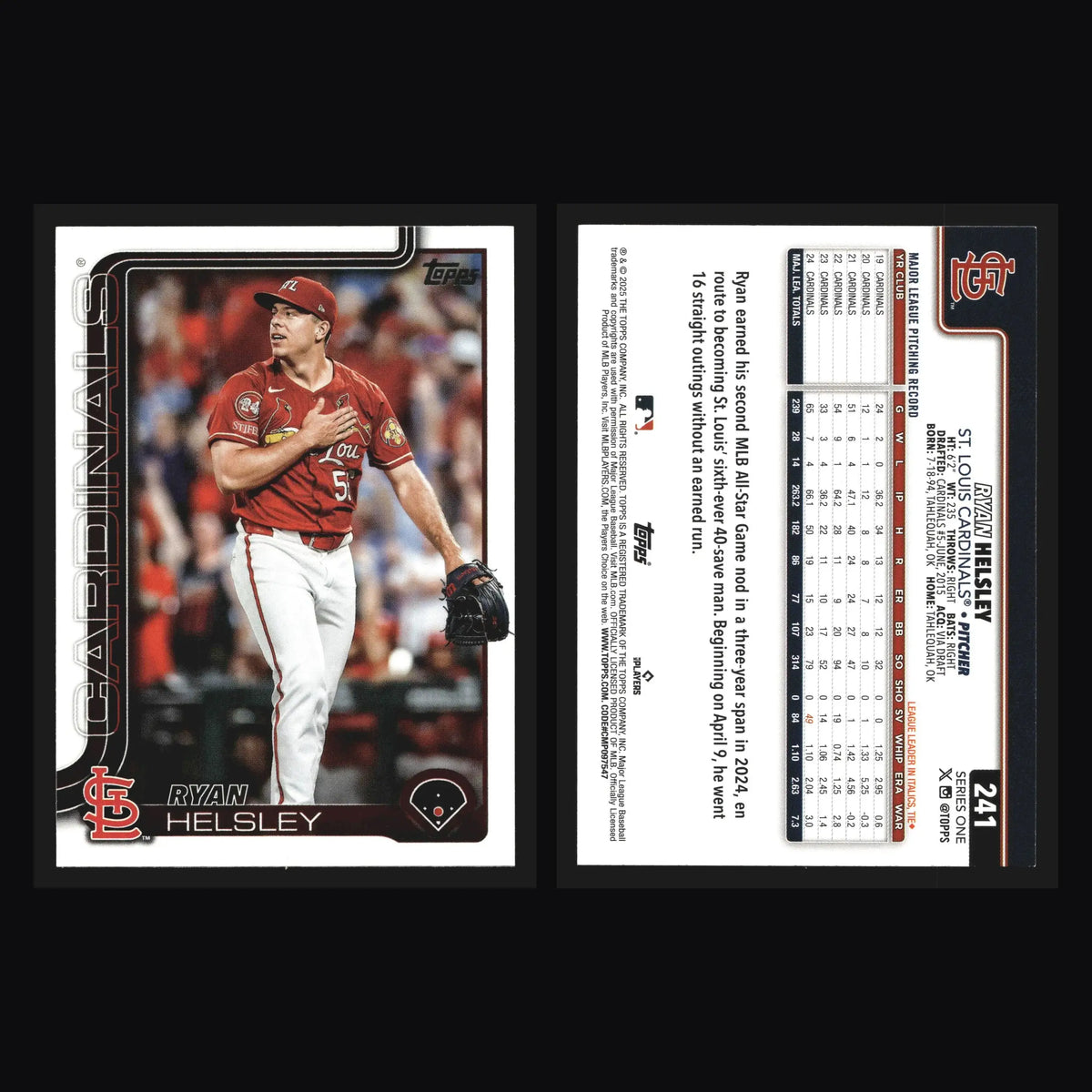 2025 Topps Series 1 Ryan Helsley #241 St. Louis Cardinals - Baseball Card Single