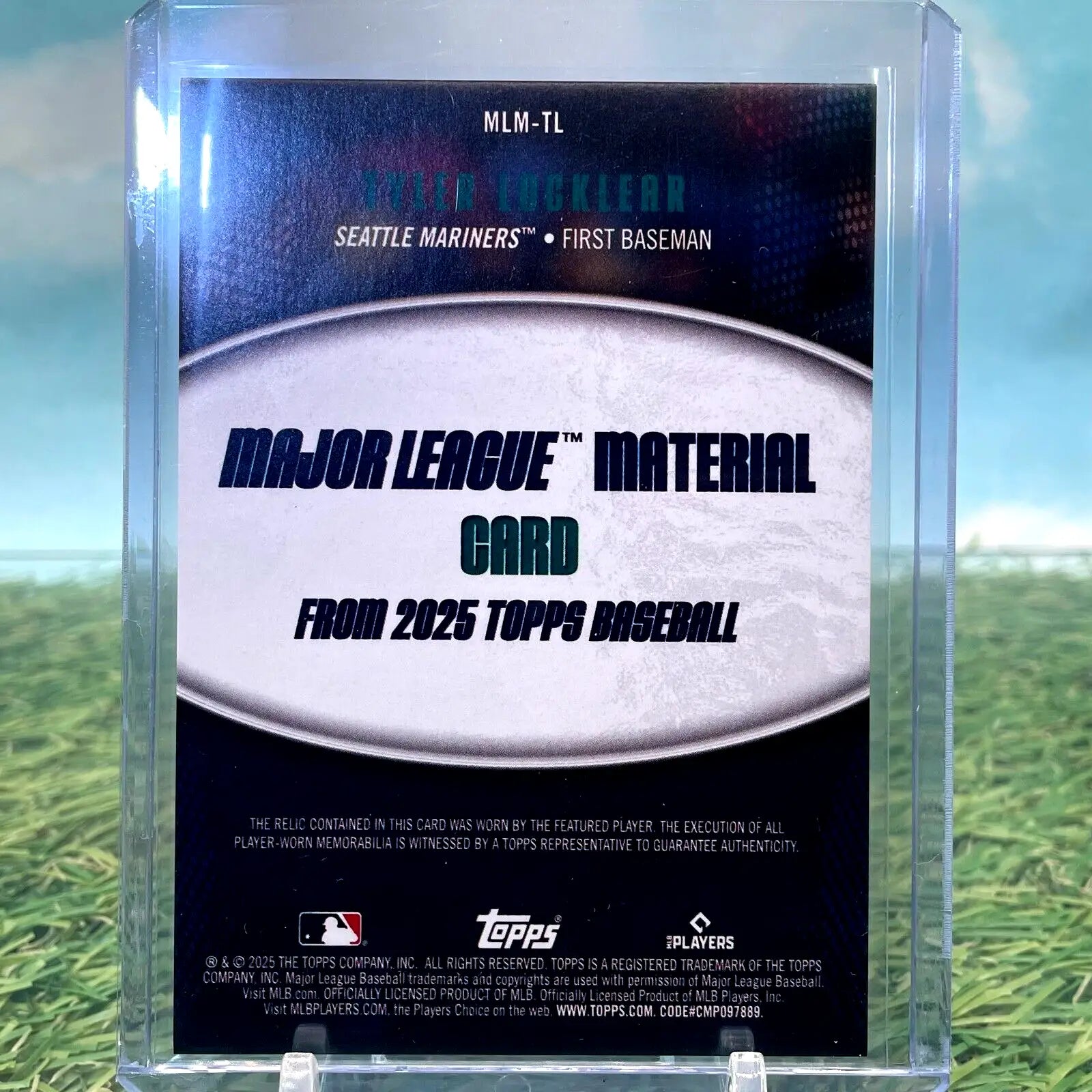 Encased baseball card of Tyler Locklear Rookie Major League Material Mariners RC SP
