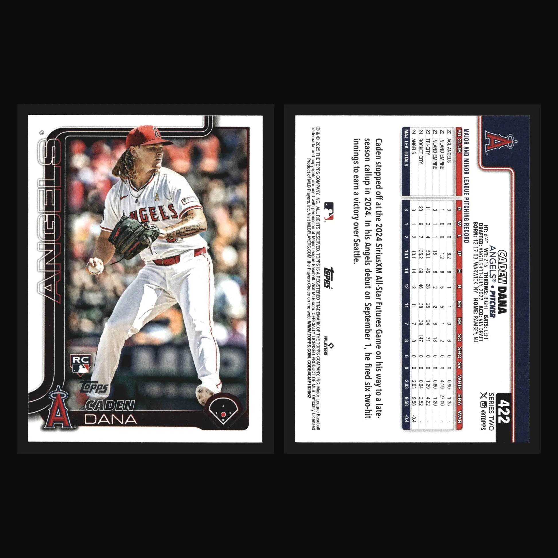 2025 Topps Series 2 #422 Caden Dana Angels RC