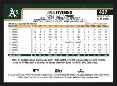 2025 Topps Series 2 #437 Luis Severino Athletics