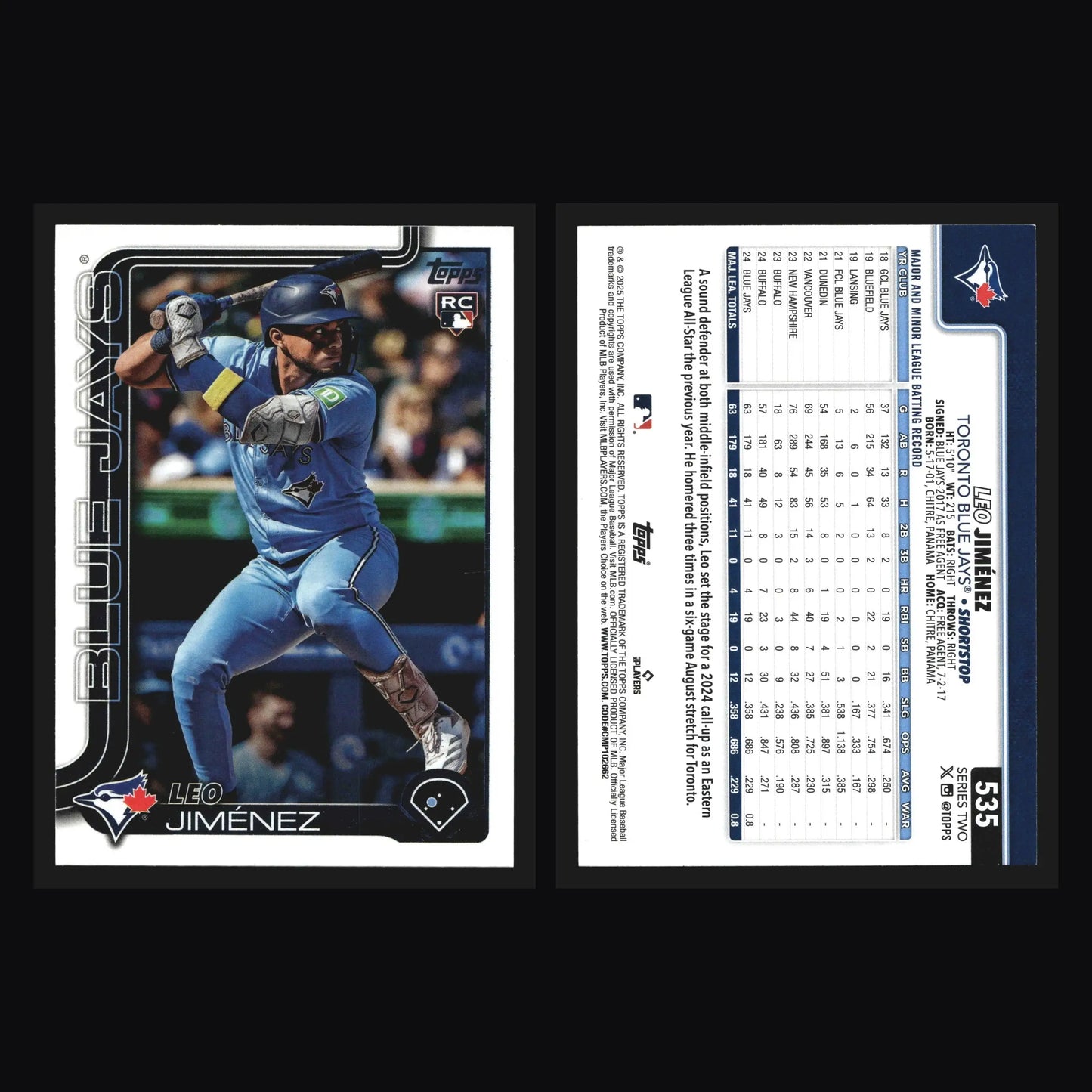 2025 Topps Series 2 #535 Leo Jimenez Toronto Blue Jays RC