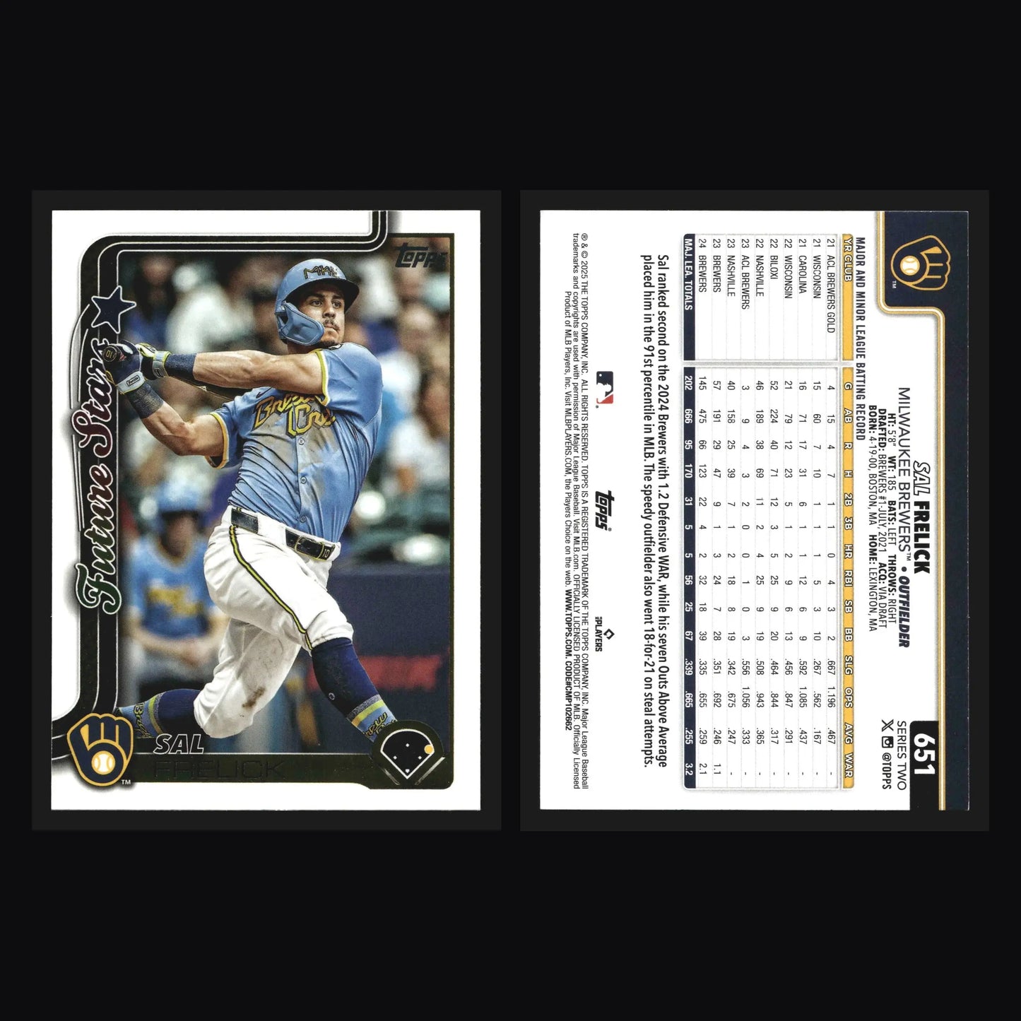 2025 Topps Series 2 #651 Sal Frelick Future Stars Brewers - Baseball Card Single