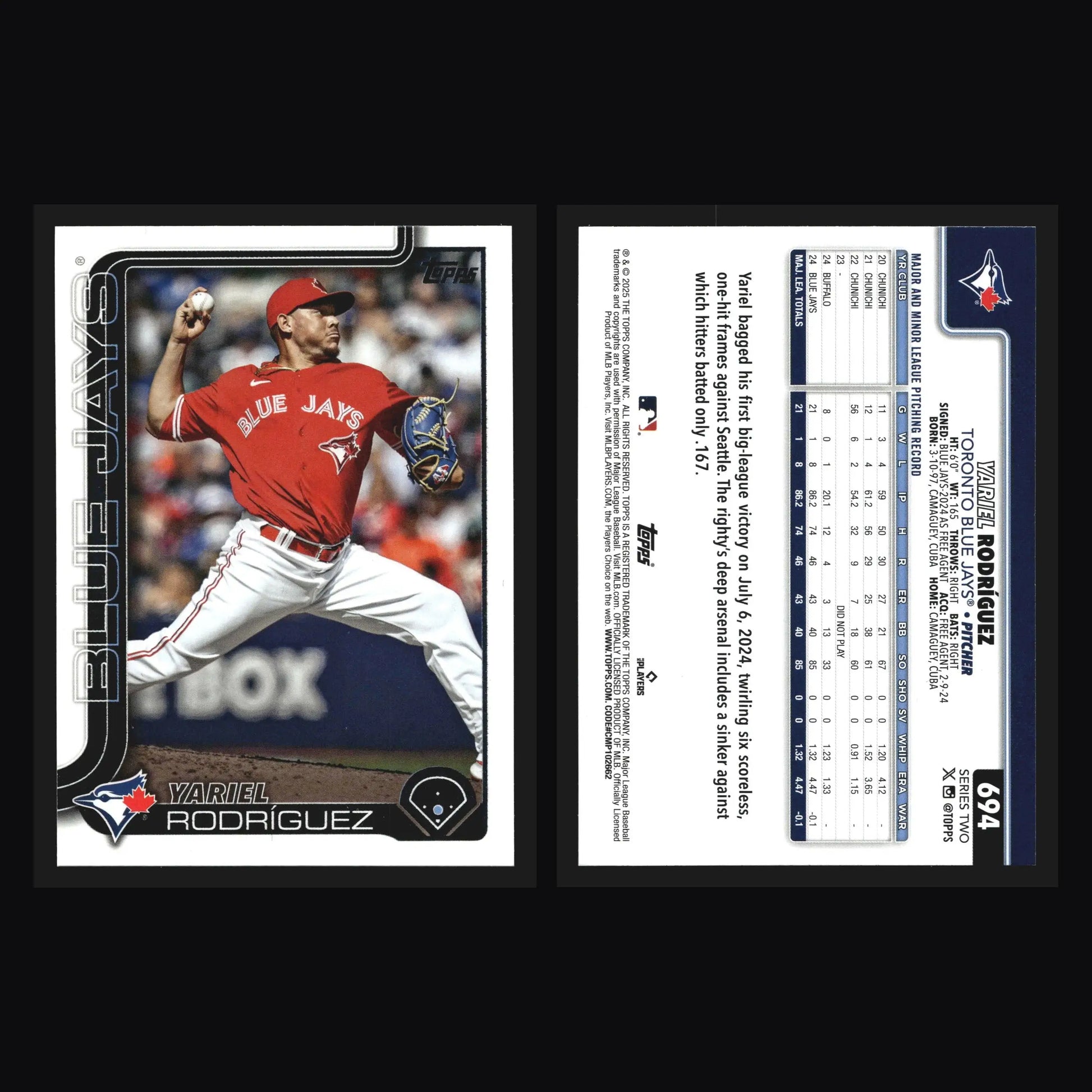 2025 Topps Series 2 #694 Yariel Rodriguez Toronto Blue Jays