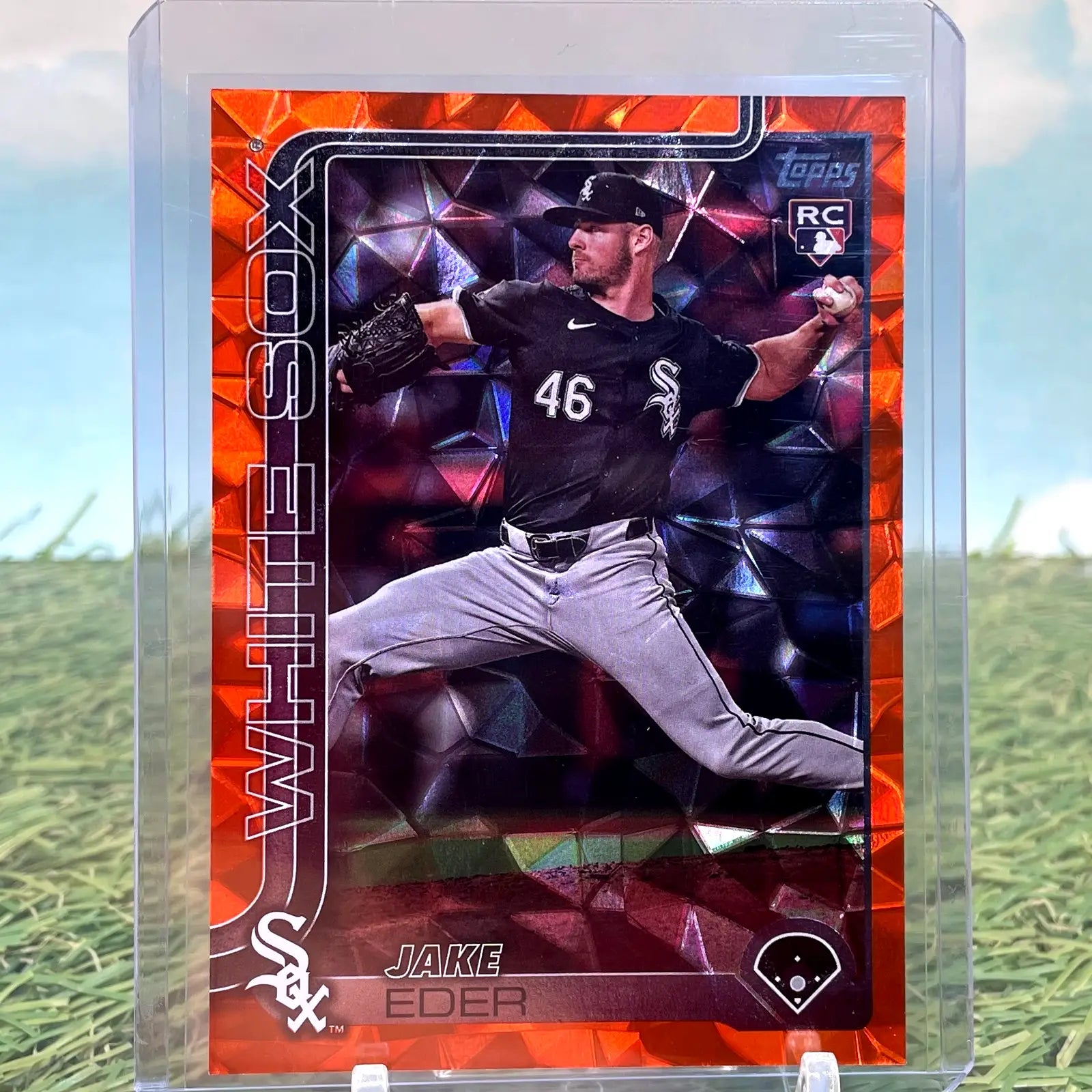 Jake Eder baseball card in 2025 Topps Series 2 Orange Diamante Foil