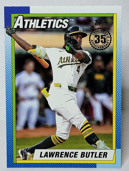 Baseball trading card of Lawrence Butler in a white and green uniform from Topps Series 2 Topps Insert