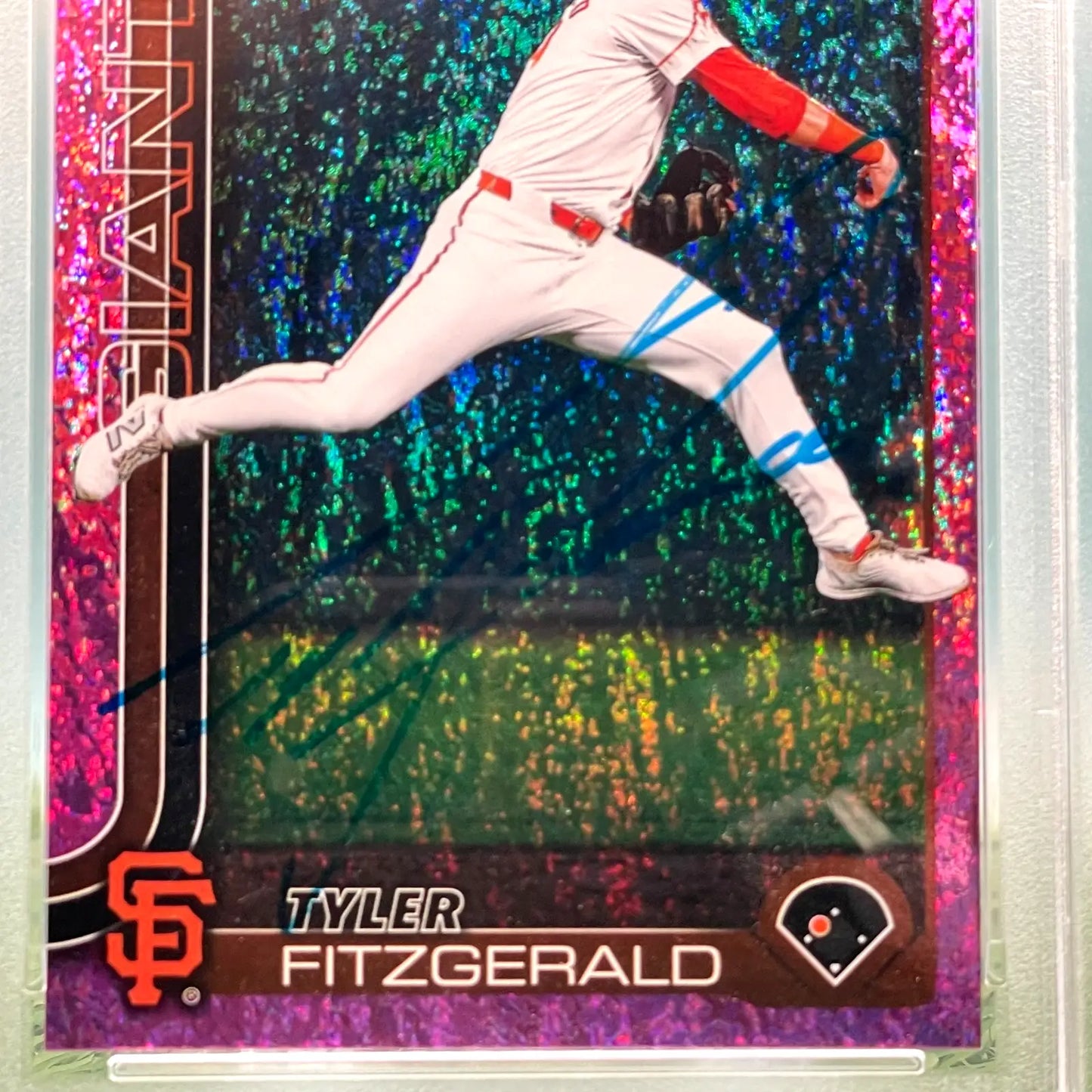 2025 Topps Series 2 Pink Holo Foil Tyler Fitzgerald #596 PSA DNA IP AUTO