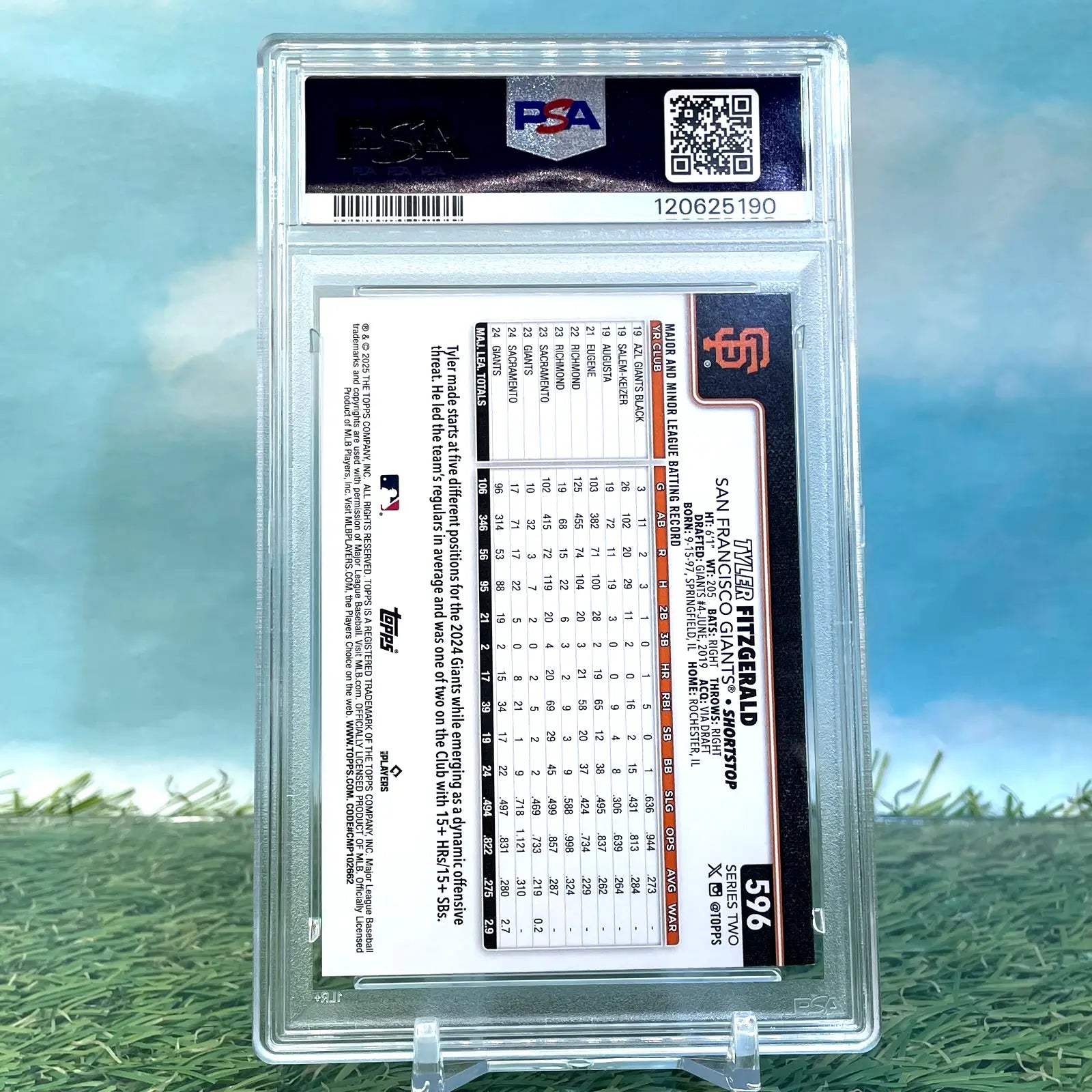 2025 Topps Series 2 Pink Holo Foil Tyler Fitzgerald #596 PSA DNA IP AUTO