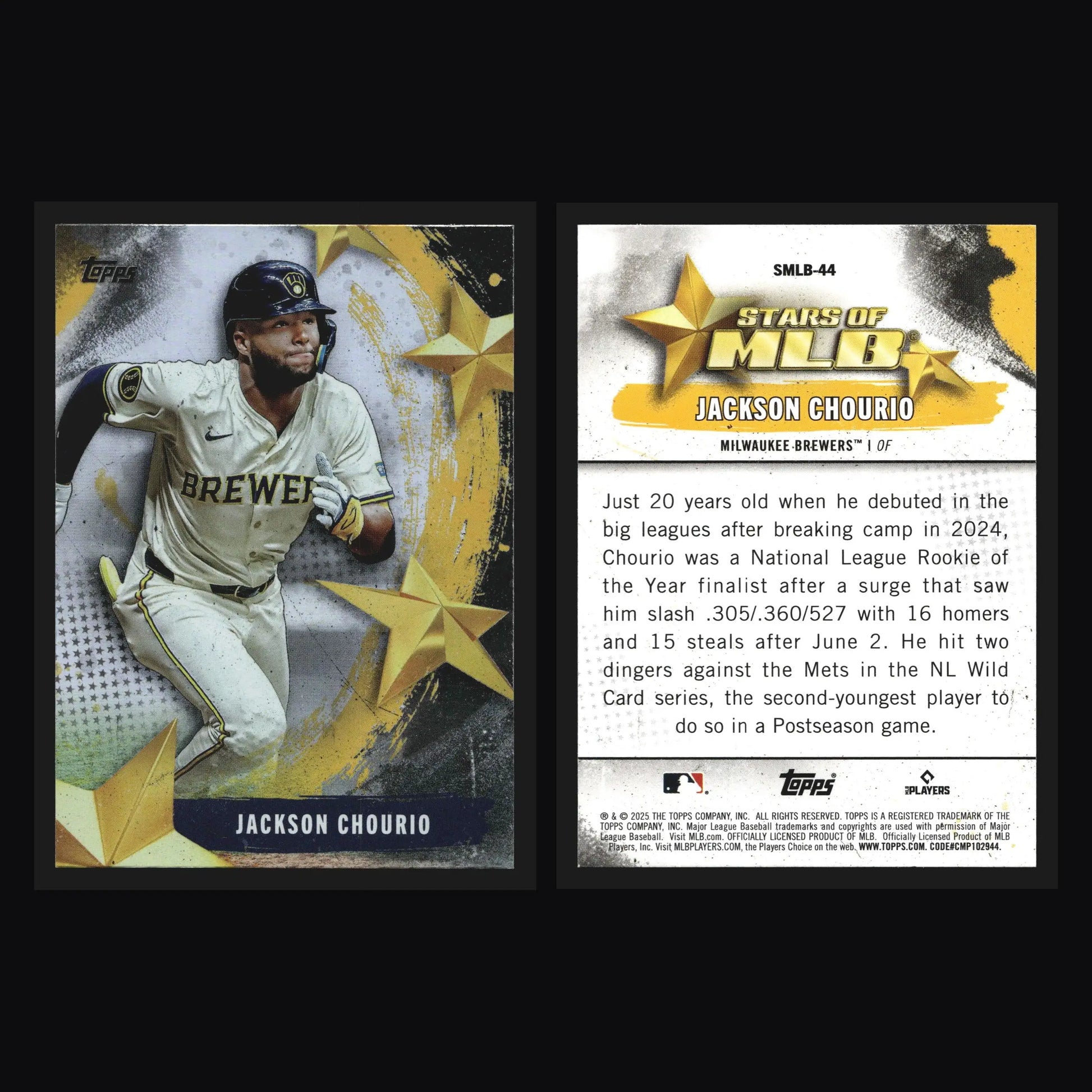 2025 Topps Series 2 #SMLB-44 Jackson Chourio Stars of MLB Insert Brewers - Baseball Card Single