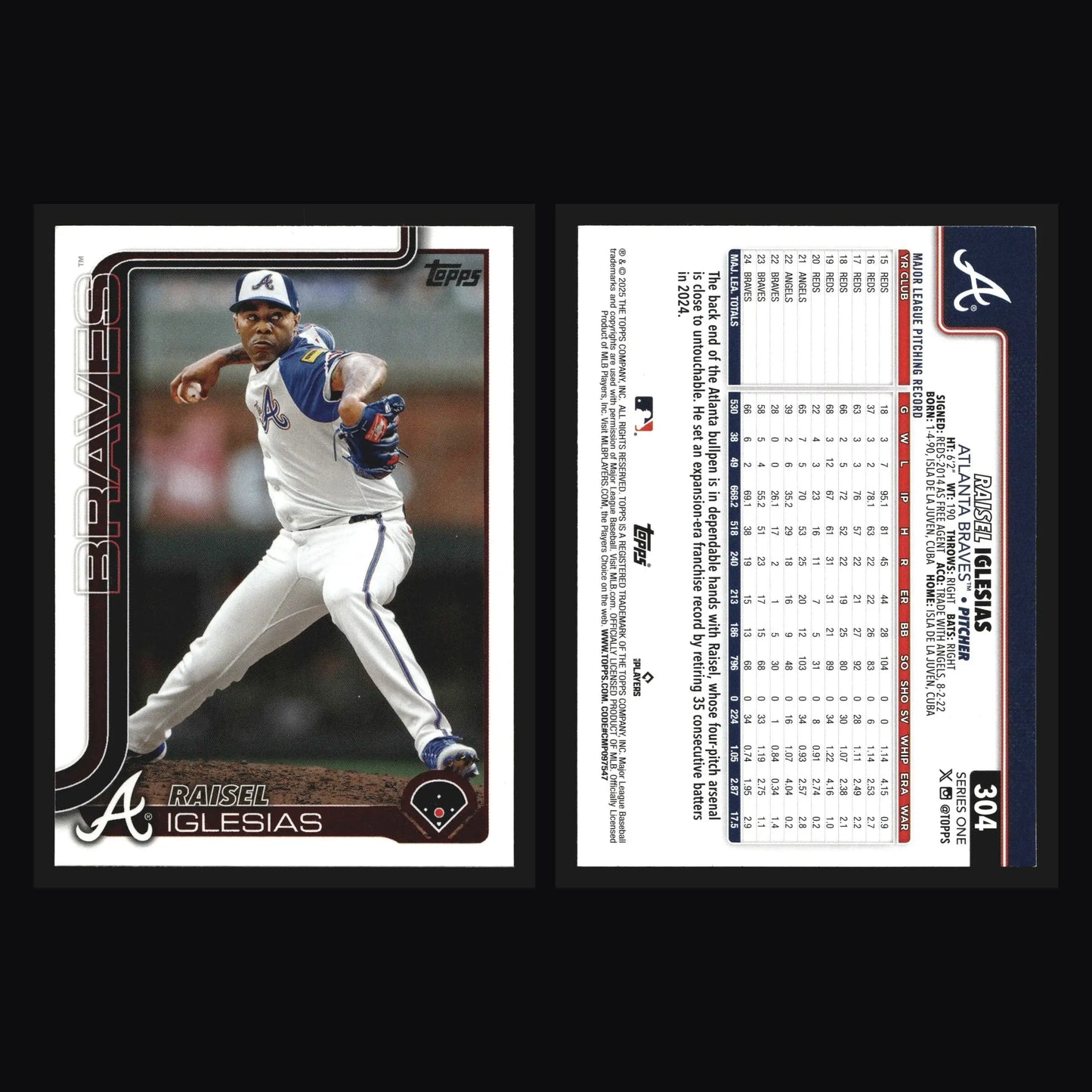 2025 Topps Series One #304 Raisel Iglesias Braves