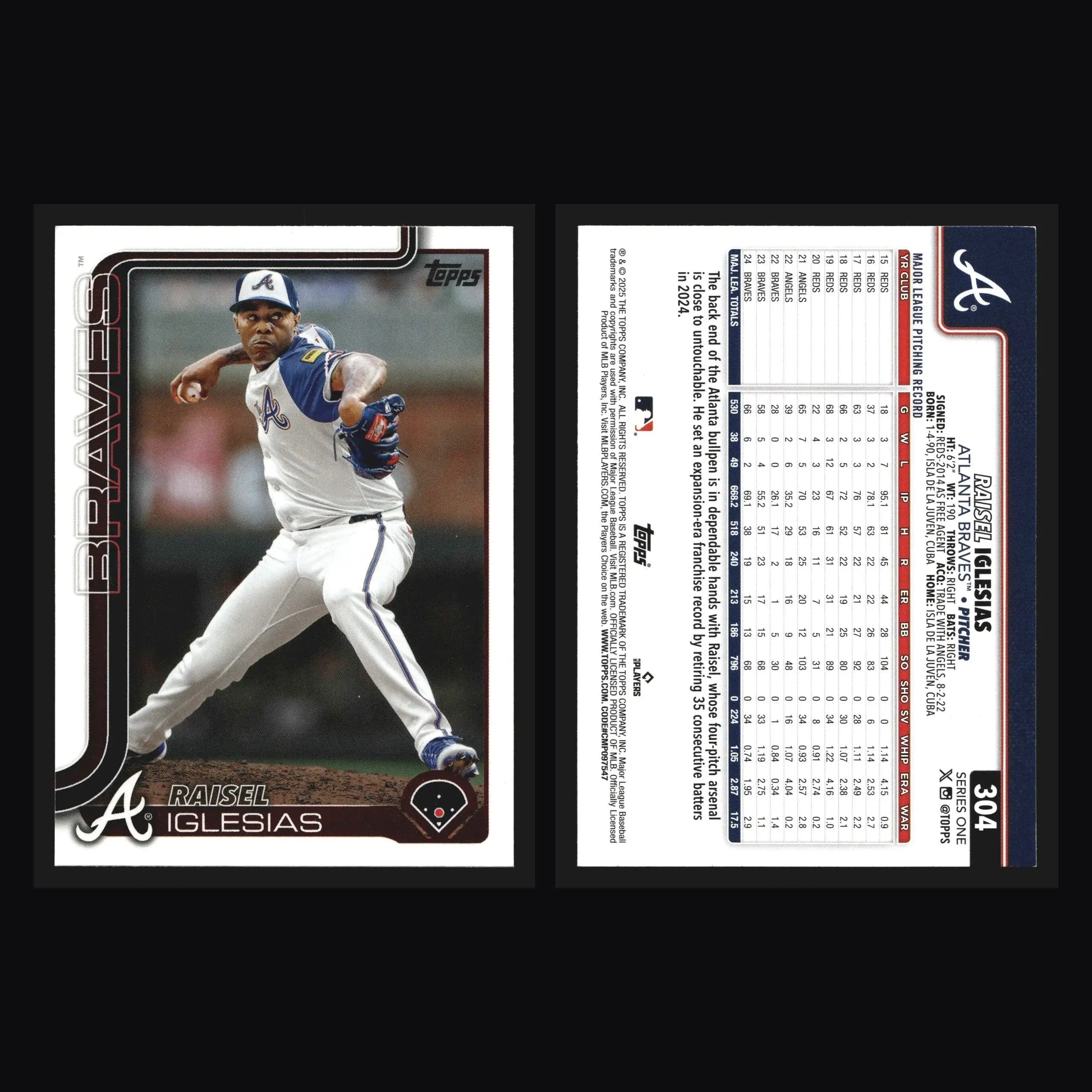 2025 Topps Series One #304 Raisel Iglesias Braves