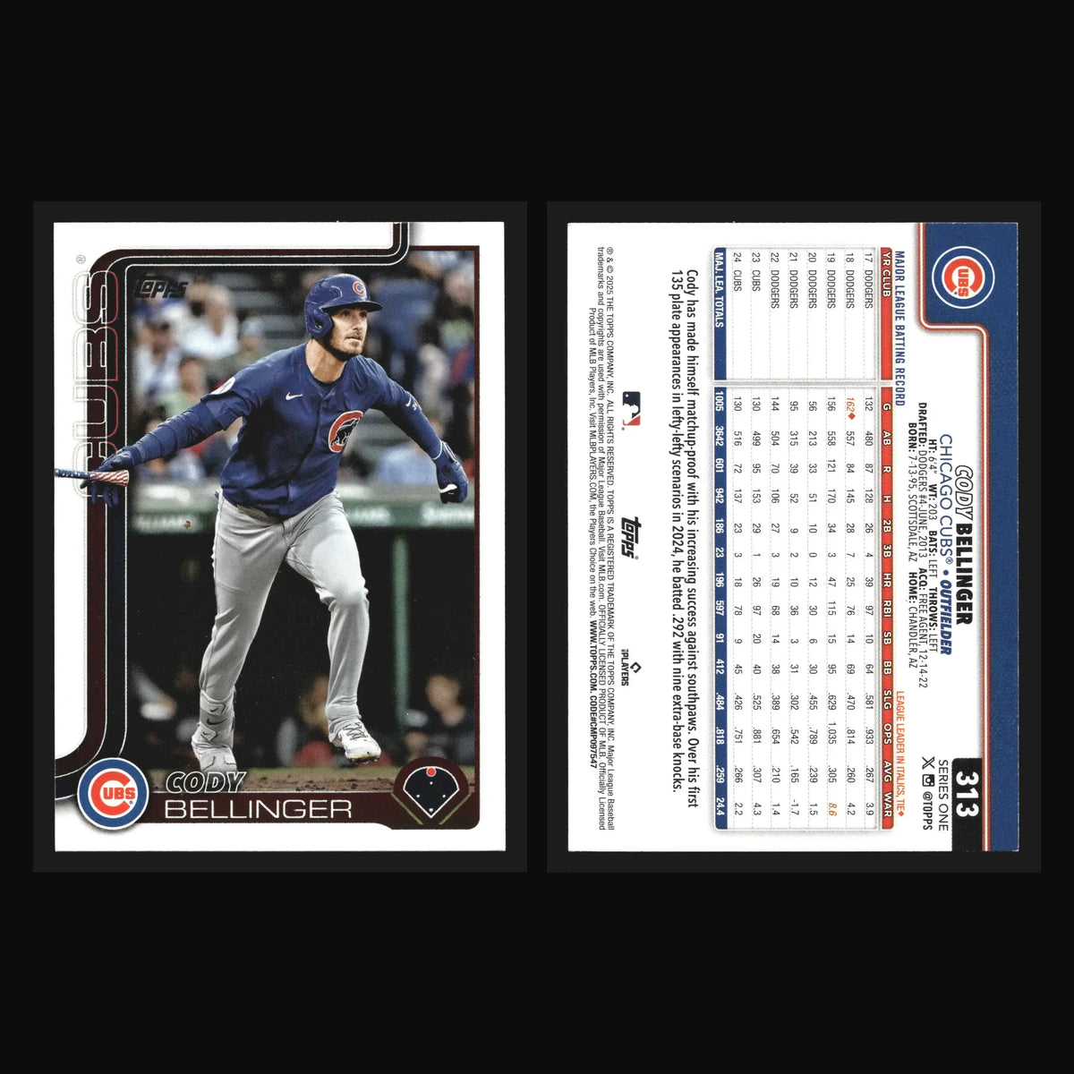 2025 Topps Series One #313 Cody Bellinger Chicago Cubs - Baseball Card Single