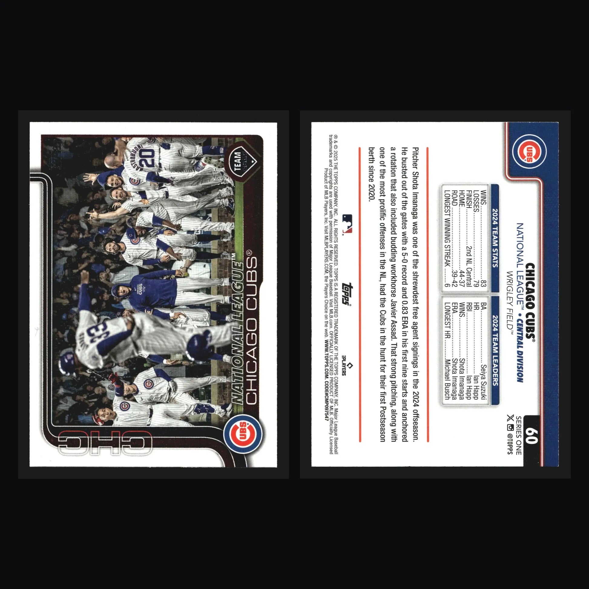 2025 Topps Series One #60 Chicago Cubs Team Card - Baseball Card Single