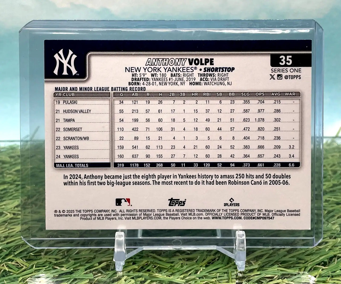 2025 Topps Series One Anthony Vole Diamante Foil Parallel #35 SP Yankees - Baseball Card Single