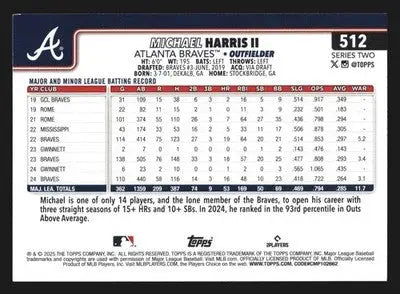 2025 Topps Series Two #512 Michael Harris II Atlanta Braves